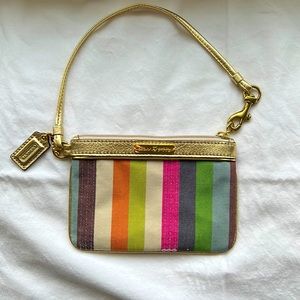 Coach multicolored stripped wristlet